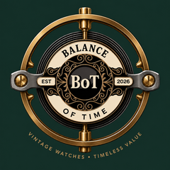 Balance of Time approved 2026 logo, green menu background variant