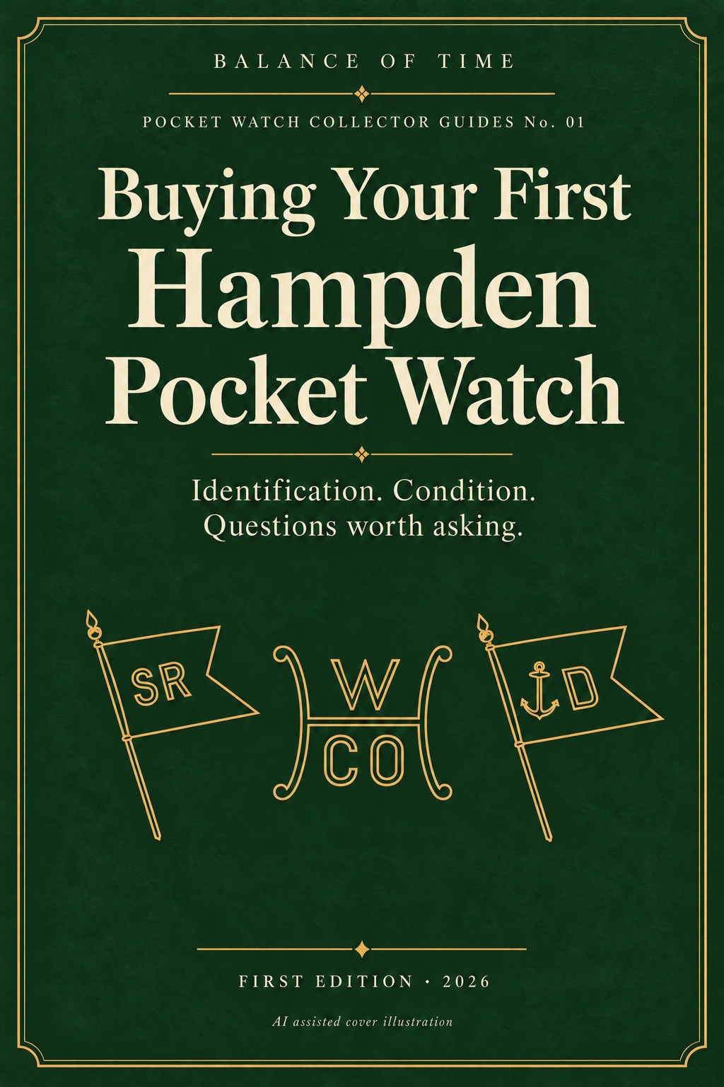 Buying Your First Hampden Pocket Watch. Pocket Watch Collector Guides No. 01. Approved decorative cover, AI assisted.